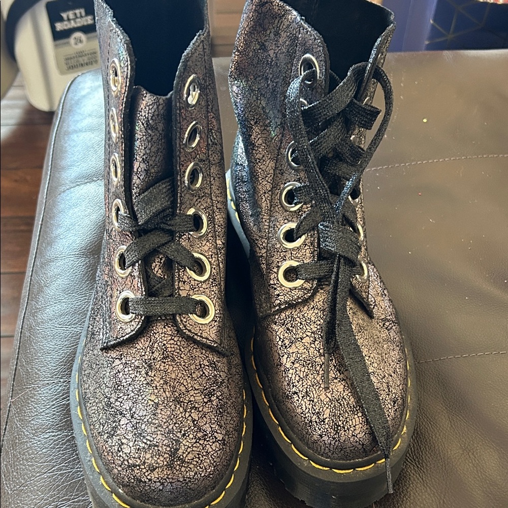 Dr. Martens Metallic Iridescent Crackle Boots